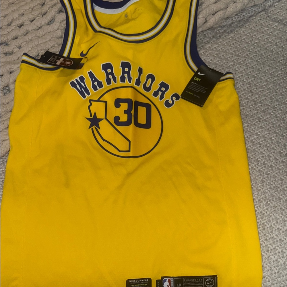 Nike Yellow and Navy Golden State Warriors #30 Jersey